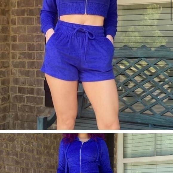 Hoodie Drawstring Short Set. Royal Blue. Large. NWT - Picture 6 of 6